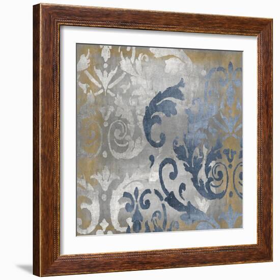 Damask in Silver and Gold I-Ellie Roberts-Framed Art Print