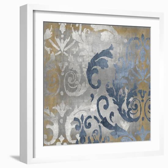 Damask in Silver and Gold I-Ellie Roberts-Framed Art Print