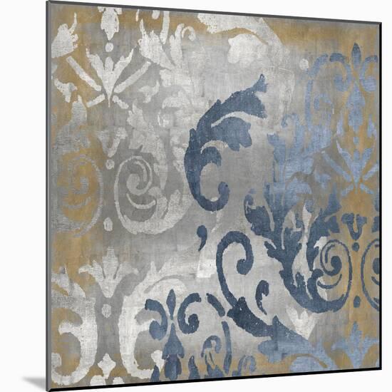 Damask in Silver and Gold I-Ellie Roberts-Mounted Art Print