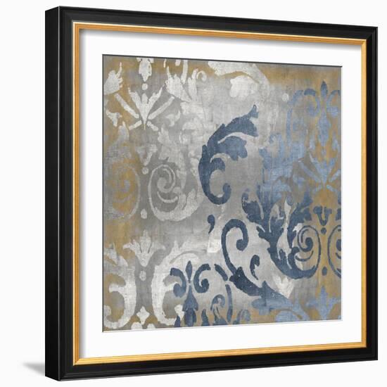 Damask in Silver and Gold I-Ellie Roberts-Framed Art Print