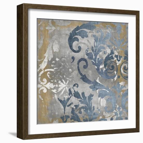 Damask in Silver and Gold II-Ellie Roberts-Framed Art Print