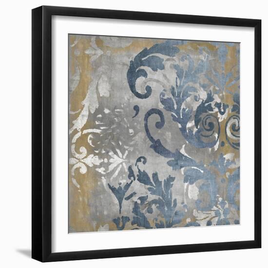 Damask in Silver and Gold II-Ellie Roberts-Framed Art Print