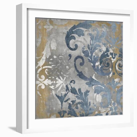 Damask in Silver and Gold II-Ellie Roberts-Framed Art Print