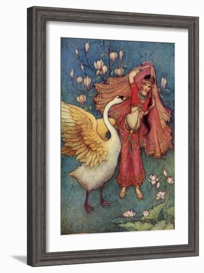 Damayanti and the Swan-Warwick Goble-Framed Giclee Print