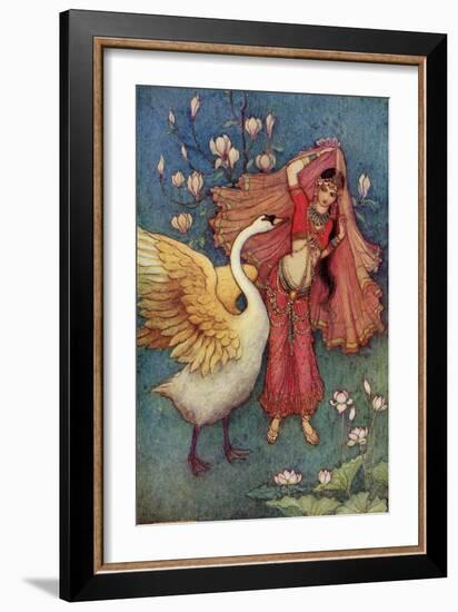 Damayanti and the Swan-Warwick Goble-Framed Giclee Print