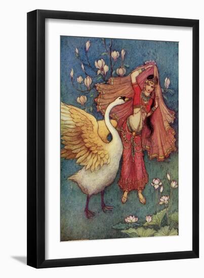 Damayanti and the Swan-Warwick Goble-Framed Giclee Print