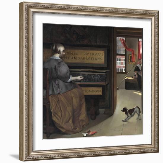 Dame Au Clavecin - Peinture De Gabriel Metsu (1629-1667), Huile Sur Toile (82,5X85 Cm), Vers 1665 --Gabriel Metsu-Framed Giclee Print