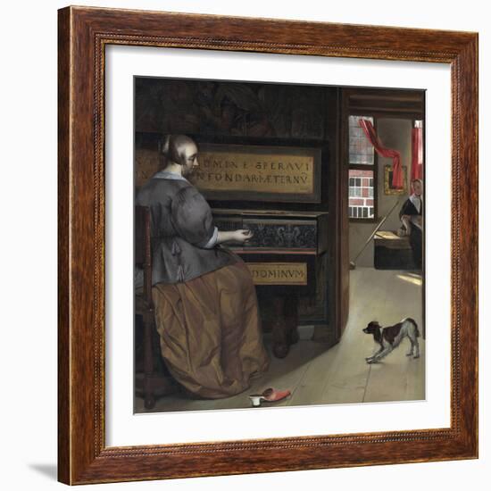 Dame Au Clavecin - Peinture De Gabriel Metsu (1629-1667), Huile Sur Toile (82,5X85 Cm), Vers 1665 --Gabriel Metsu-Framed Giclee Print