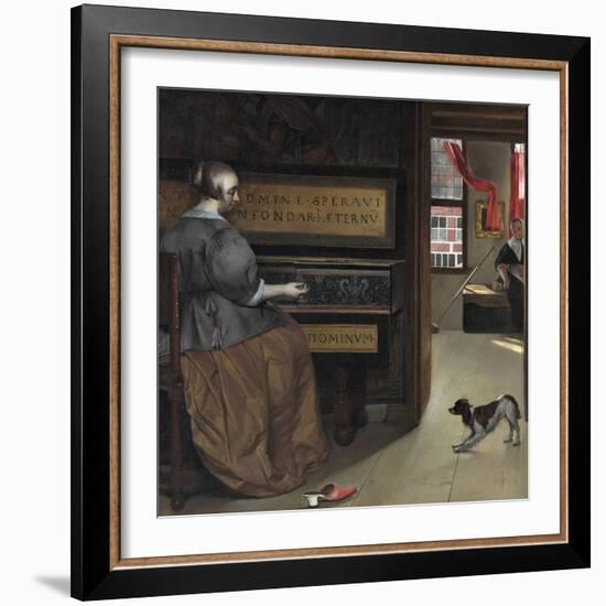 Dame Au Clavecin - Peinture De Gabriel Metsu (1629-1667), Huile Sur Toile (82,5X85 Cm), Vers 1665 --Gabriel Metsu-Framed Giclee Print