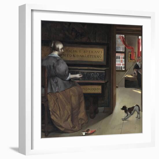 Dame Au Clavecin - Peinture De Gabriel Metsu (1629-1667), Huile Sur Toile (82,5X85 Cm), Vers 1665 --Gabriel Metsu-Framed Giclee Print