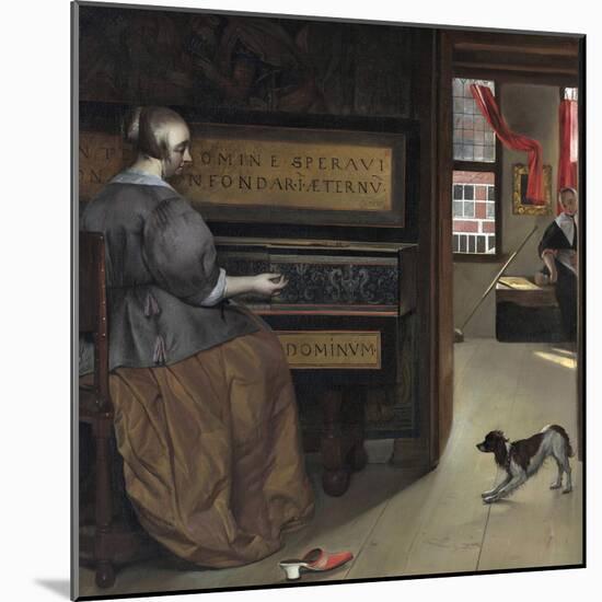 Dame Au Clavecin - Peinture De Gabriel Metsu (1629-1667), Huile Sur Toile (82,5X85 Cm), Vers 1665 --Gabriel Metsu-Mounted Giclee Print