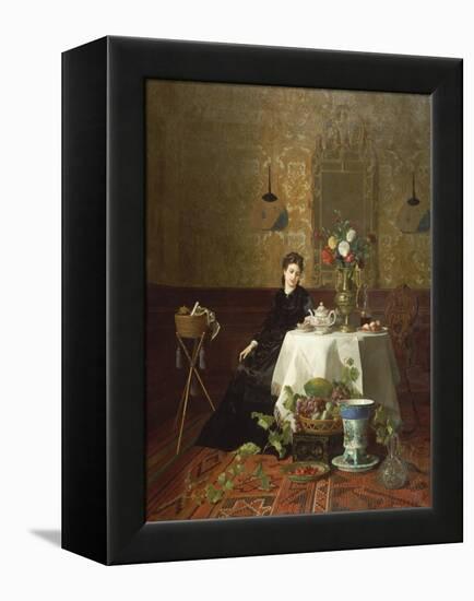 Dame Beim Tee-David Emil Joseph de Noter-Framed Premier Image Canvas
