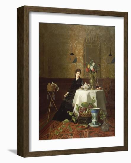 Dame Beim Tee-David Emil Joseph de Noter-Framed Giclee Print