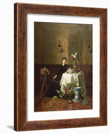 Dame Beim Tee-David Emil Joseph de Noter-Framed Giclee Print