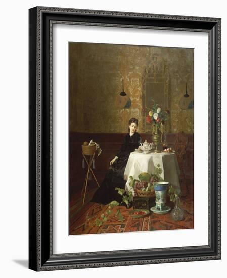 Dame Beim Tee-David Emil Joseph de Noter-Framed Giclee Print