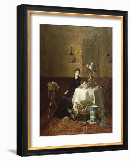 Dame Beim Tee-David Emil Joseph de Noter-Framed Giclee Print