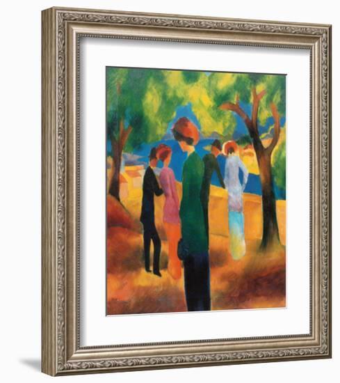 Dame in Gruner Jacke, c.1913-Auguste Macke-Framed Art Print