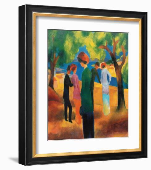 Dame in Gruner Jacke, c.1913-Auguste Macke-Framed Art Print