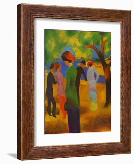 Dame in Gruner, Jacke Park-Auguste Macke-Framed Art Print