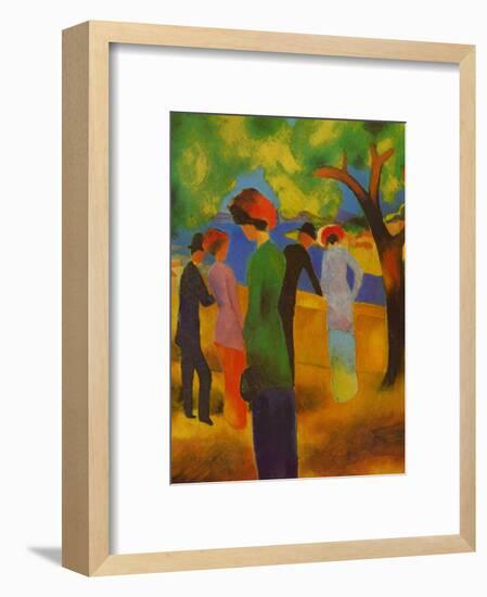 Dame in Gruner, Jacke Park-Auguste Macke-Framed Art Print