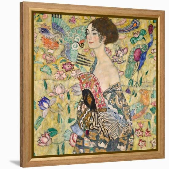 Dame Mit Fächer (Lady with a Fan), 1917-18 (Oil on Canvas)-Gustav Klimt-Framed Premier Image Canvas