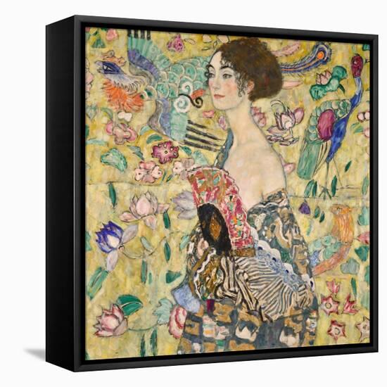 Dame Mit Fächer (Lady with a Fan), 1917-18 (Oil on Canvas)-Gustav Klimt-Framed Premier Image Canvas