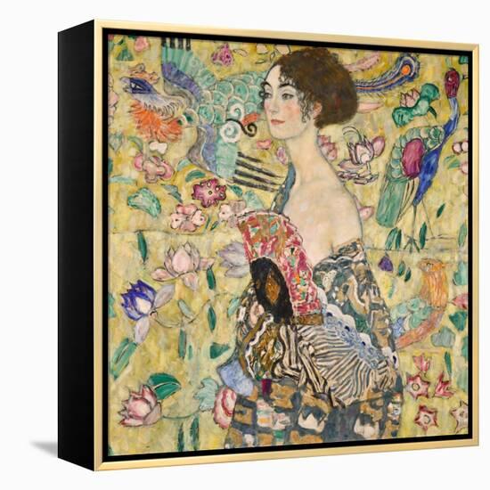 Dame Mit Fächer (Lady with a Fan), 1917-18 (Oil on Canvas)-Gustav Klimt-Framed Premier Image Canvas