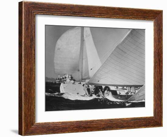 Dame Pattie Heeling Around Mark in 3rd Race of Americas Cup-George Silk-Framed Photographic Print