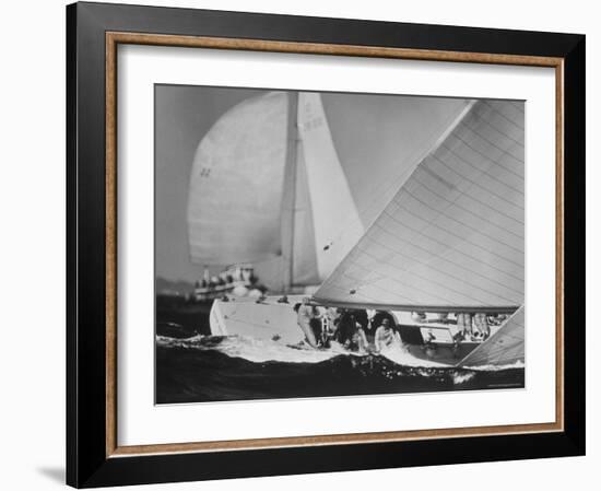 Dame Pattie Heeling Around Mark in 3rd Race of Americas Cup-George Silk-Framed Photographic Print