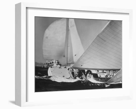 Dame Pattie Heeling Around Mark in 3rd Race of Americas Cup-George Silk-Framed Photographic Print