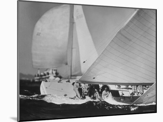 Dame Pattie Heeling Around Mark in 3rd Race of Americas Cup-George Silk-Mounted Photographic Print