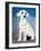 Damien's Dotty Spotty Dawg - Blue-Juan Sly-Framed Art Print