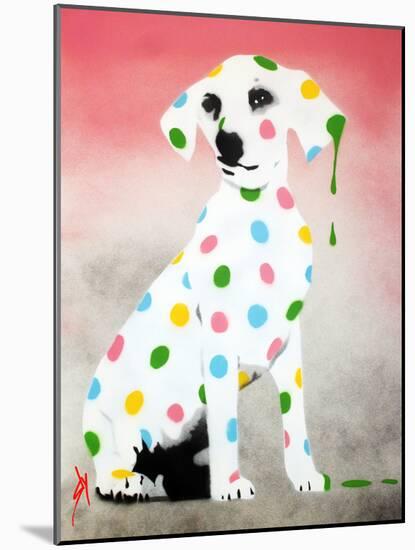 Damien's Dotty Spotty Dawg - Pink-Juan Sly-Mounted Art Print