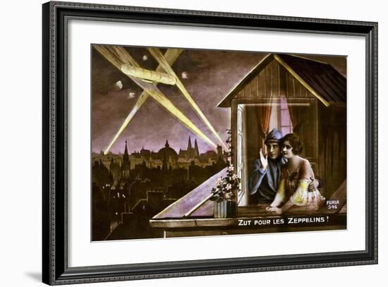 Damn the Zeppelins!, 1915-null-Framed Giclee Print