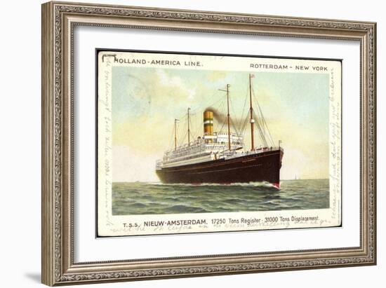 Dampfer T.S.S. Nieuw Amsterdam, Holland America Line-null-Framed Giclee Print