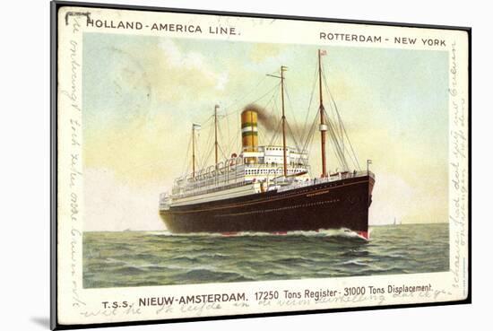 Dampfer T.S.S. Nieuw Amsterdam, Holland America Line-null-Mounted Giclee Print