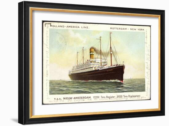 Dampfer T.S.S. Nieuw Amsterdam, Holland America Line-null-Framed Giclee Print