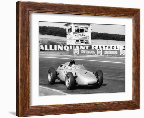Dan Gurney Driving a Porsche, French Grand Prix, Rheims, 1961-null-Framed Photographic Print