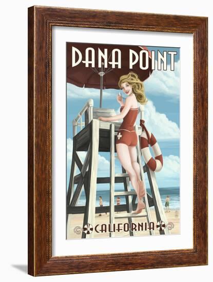 Dana Point, California - Lifeguard Pinup-Lantern Press-Framed Art Print