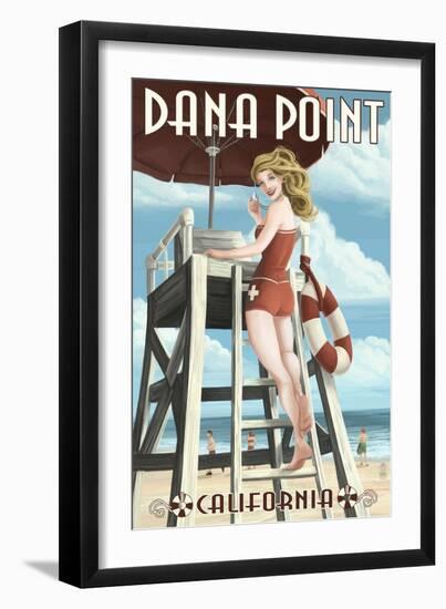 Dana Point, California - Lifeguard Pinup-Lantern Press-Framed Art Print