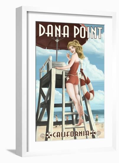 Dana Point, California - Lifeguard Pinup-Lantern Press-Framed Art Print