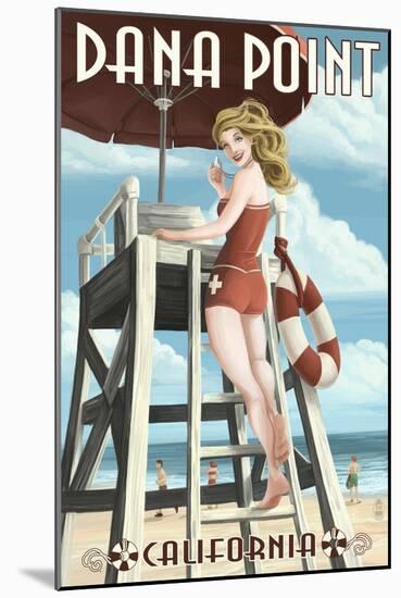 Dana Point, California - Lifeguard Pinup-Lantern Press-Mounted Art Print