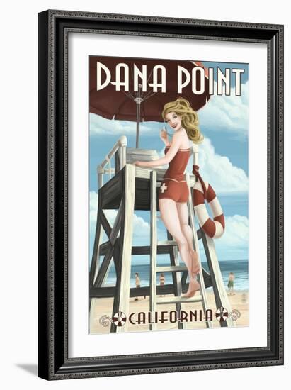 Dana Point, California - Lifeguard Pinup-Lantern Press-Framed Art Print