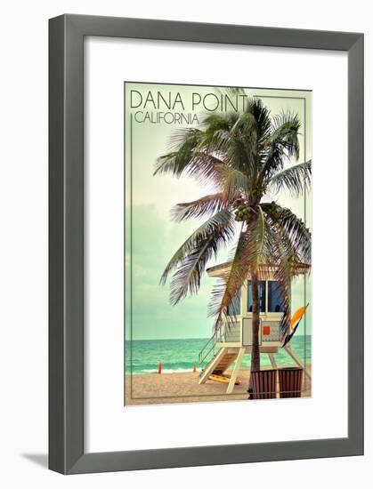 Dana Point, California - Lifeguard Shack and Palm-Lantern Press-Framed Art Print
