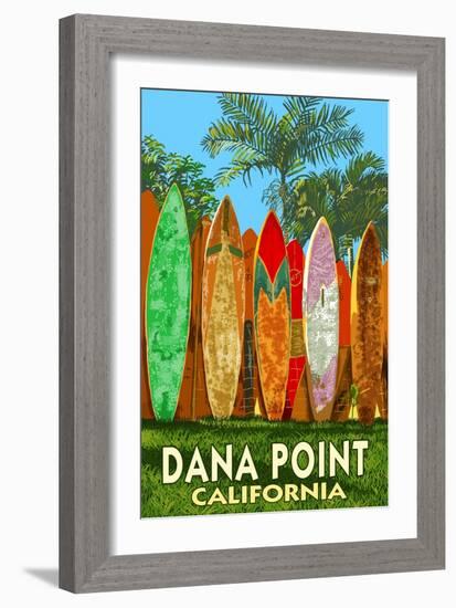 Dana Point, California - Surfboard Fence-Lantern Press-Framed Art Print