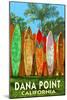 Dana Point, California - Surfboard Fence-Lantern Press-Mounted Art Print