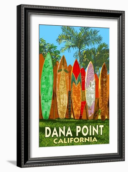 Dana Point, California - Surfboard Fence-Lantern Press-Framed Art Print