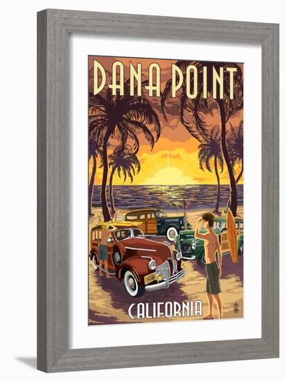 Dana Point, California - Woodies on the Beach-Lantern Press-Framed Art Print