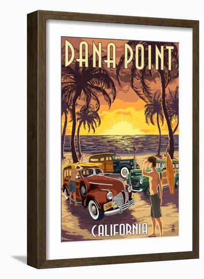 Dana Point, California - Woodies on the Beach-Lantern Press-Framed Art Print