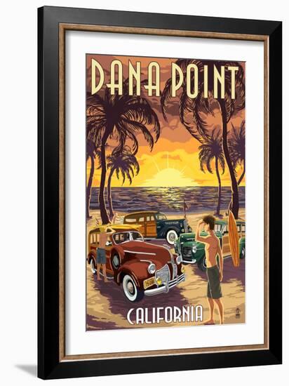 Dana Point, California - Woodies on the Beach-Lantern Press-Framed Art Print